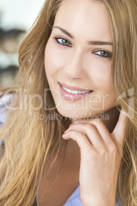 Smiling Beautiful Woman Resting on Hand