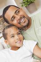 Happy African American Father Son Family
