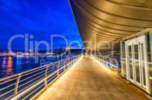 New Galata Bridge over Golden Horn with Istanbul night cityscape