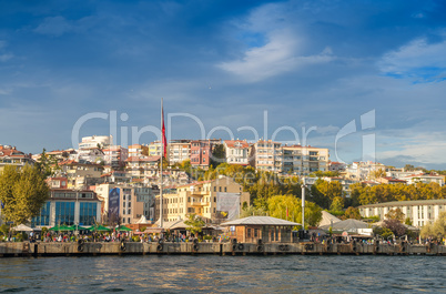 Istanbul buildings along Bosphorus river, Turkey