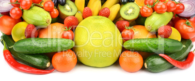 vegetables and fruits isolated on white background