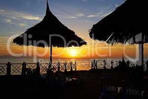 Beach at the luxury hotel during sunrise, Sharm el Sheikh, Egypt
