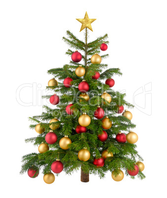 Rot und gold geschmückter Weihnachtsbaum