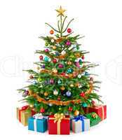Schicker Weihnachtsbaum mit bunten Geschenken