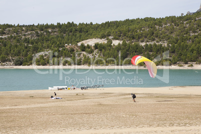 Paragliding at landing