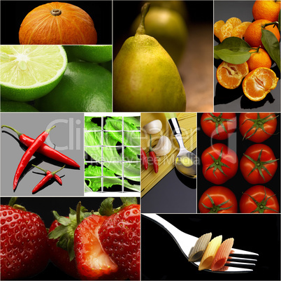 Organic Vegetarian Vegan food collage  dark