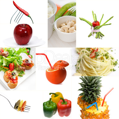 Organic Vegetarian Vegan food collage  bright mood