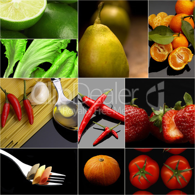 Organic Vegetarian Vegan food collage  dark