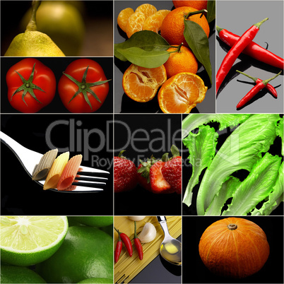 Organic Vegetarian Vegan food collage  dark