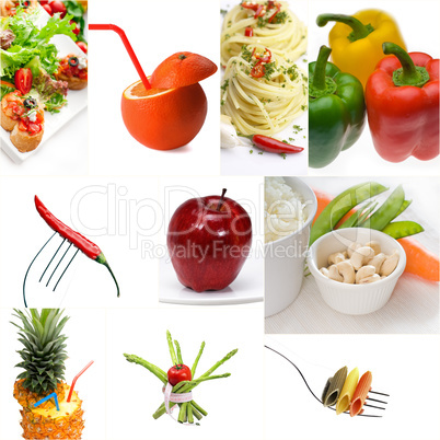 Organic Vegetarian Vegan food collage  bright mood