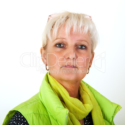 Middle-aged woman with serious look