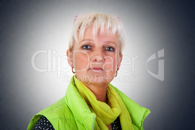 Middle-aged woman with serious look