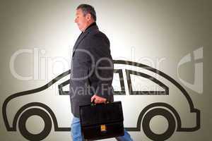 Man with briefcase and symbolic Car