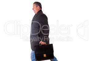 Man with briefcase in a hurry