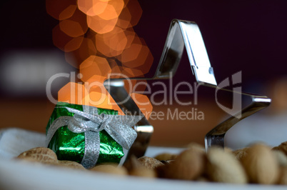 Baking tin with blurred lights