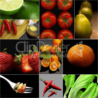 Organic Vegetarian Vegan food collage  dark