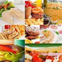 burgers and sandwiches collection on a collage