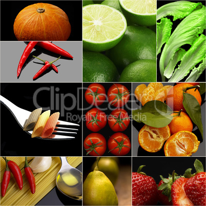 Organic Vegetarian Vegan food collage  dark