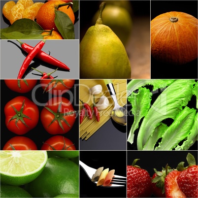 Organic Vegetarian Vegan food collage  dark