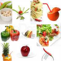 Organic Vegetarian Vegan food collage  bright mood