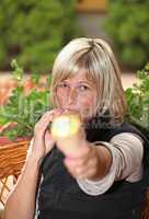 Portrait of young woman eating ice-cream