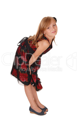 Girl bending down.