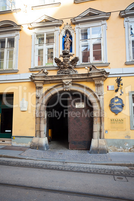 Typical yellow building facade from  Graz, Austria