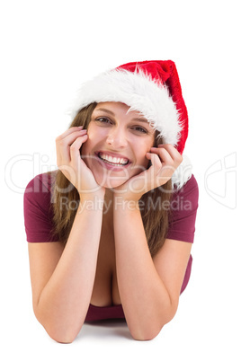 Portrait of a festive brunette smiling at camera