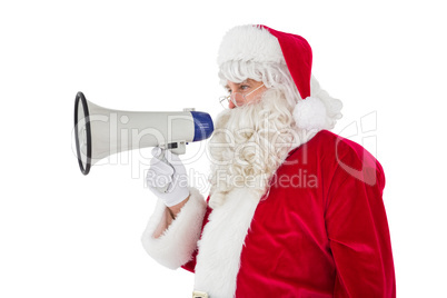Santa claus speaking on megaphone