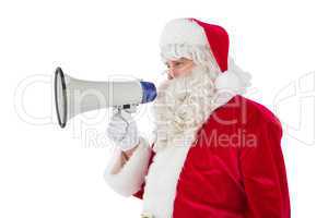 Santa claus speaking on megaphone