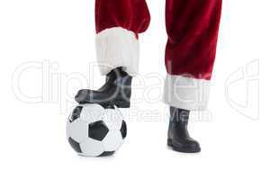 Santa Claus is playing soccer
