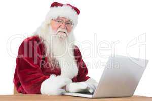 Santa surfs on the internet