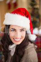 Portrait of a pretty brunette at christmas