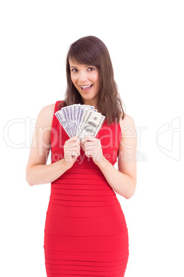 Woman is holding american dollars