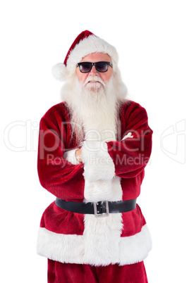 Santa Claus wears black sunglasses