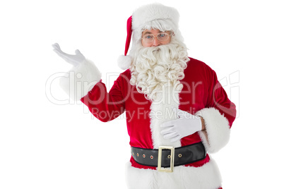 Happy santa with his hand out