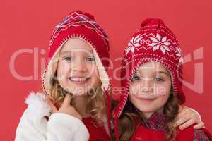 Festive little girls smiling at camera