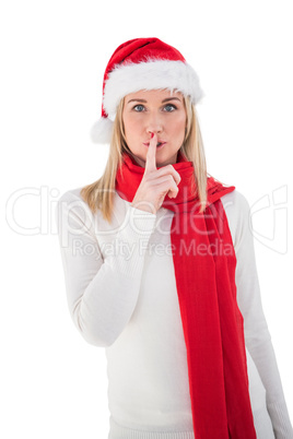 Festive blonde keeping a secret