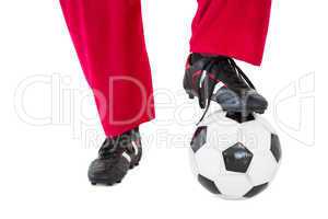Lower half of santas legs with football boots and football