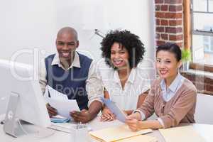 Business people using digital tablet in office