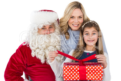 Mother and daughter with santa claus