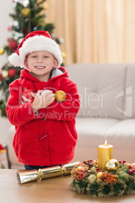 Festive little boy smiling at camera