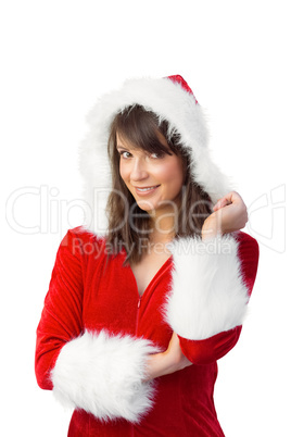 Pretty santa girl smiling at camera