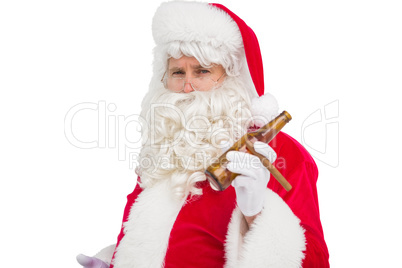 Santa claus holding beer and cigar