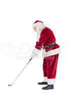 Santa Claus is playing golf