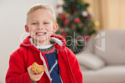 Festive little boy smiling at camera