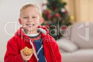 Festive little boy smiling at camera