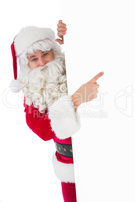 Joyful father christmas presenting sign