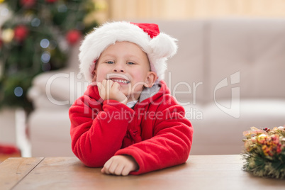 Festive little boy smiling at camera