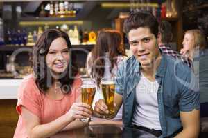 Young couple having a drink together